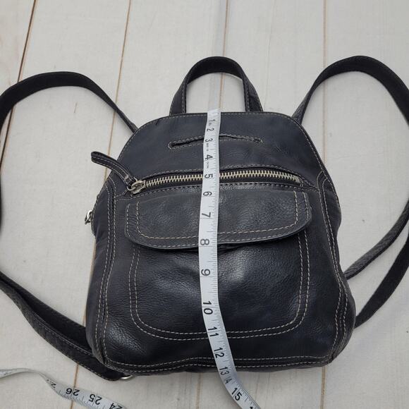 Vintage Fossil black leather backpack medium boho - Picture 3 of 10